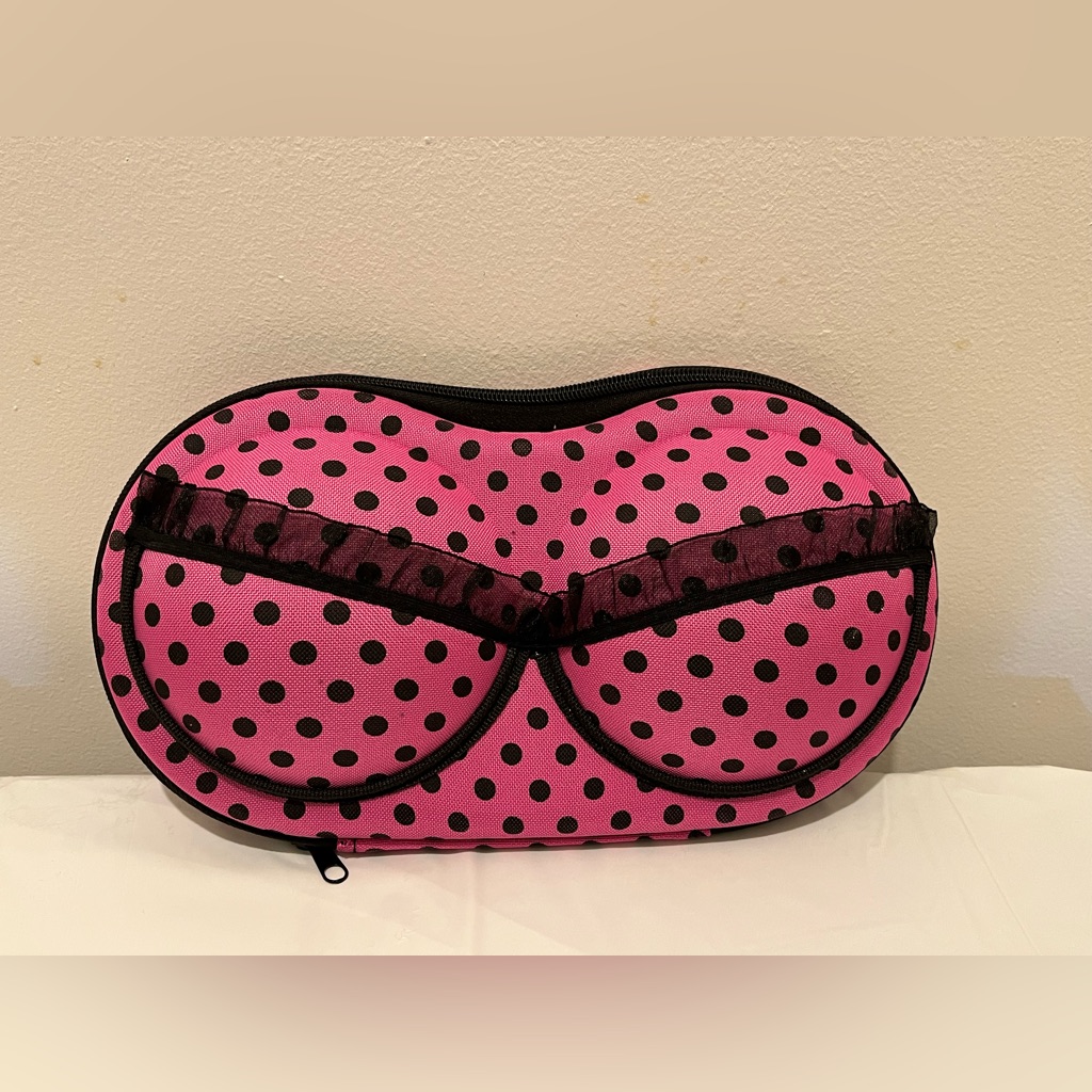 Pink Polka Dot Travel Bra Case